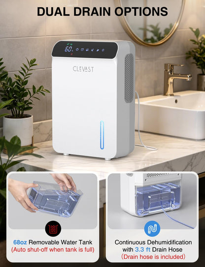 Small Dehumidifier for Bathroom, Bedroom, Quiet Operation, Portable | 30 oz Water Tank, Auto Shut-Off, Compact Mini Ultra-Quiet 24dB Dehumidifier for Closet, Camper & Small Spaces