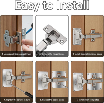 24 Pcs Cabinet Hinge Repair Plate, Stainless Steel Door Hinge Repair Kit with Fixing Screw, Cabinet Replacement Plate Kit for Cupboard, Locker, Doors