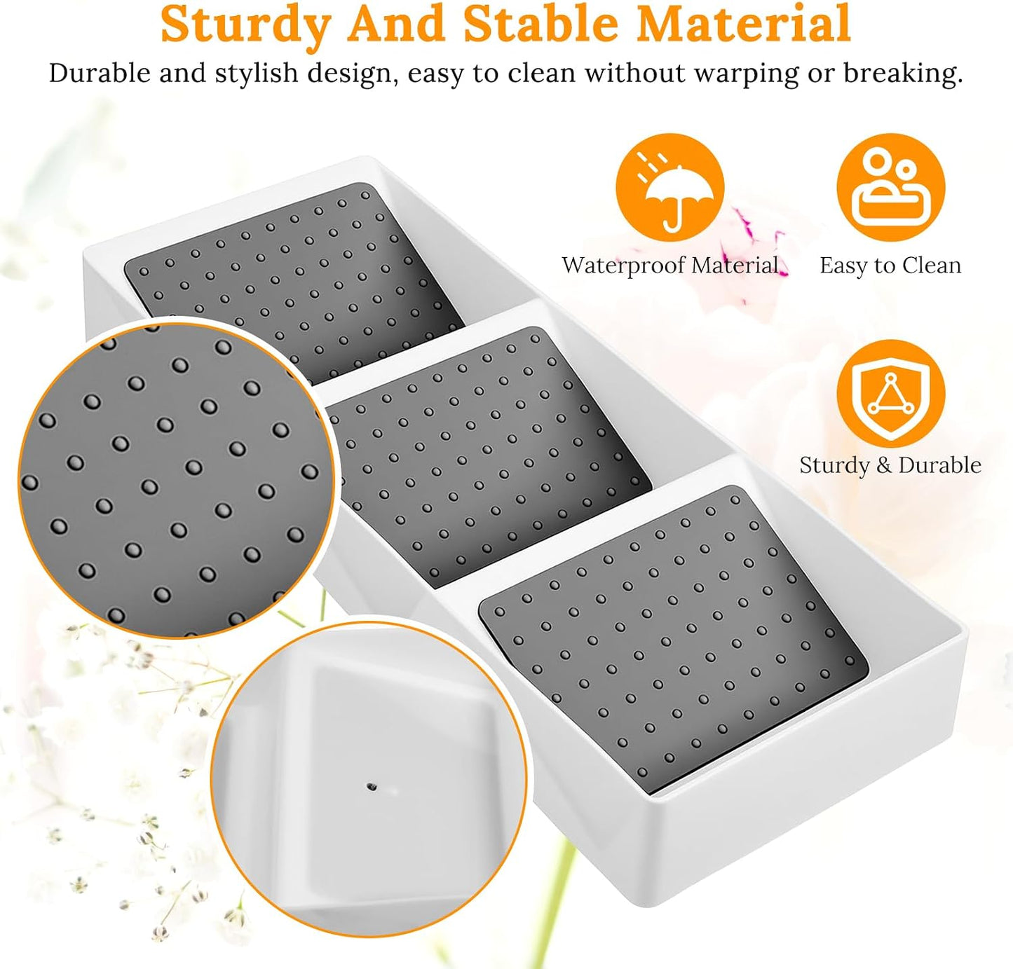 2 Pcs Spice Drawer Organizer Plastic, Drawer Spices Organizer, 3 Tier Kitchen Cabinet Seasoning Rack, White Gray, for Spice Jars, Essential Oils, Cosmetics, Office Supplies, Pantry Storage