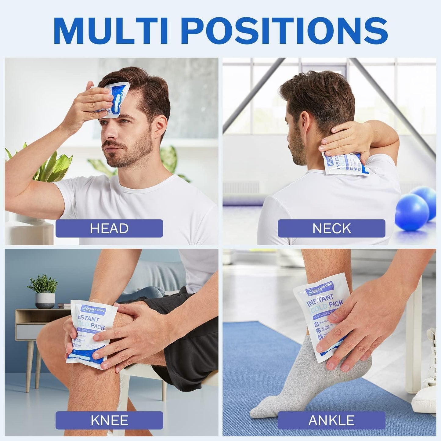 50 Pack Instant Ice Packs for Injuries, Disposable Instant Cold Pack