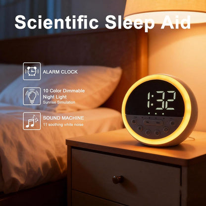 OCEST Sunrise Alarm Clock with White Noise & Dimmable RGB Night Light