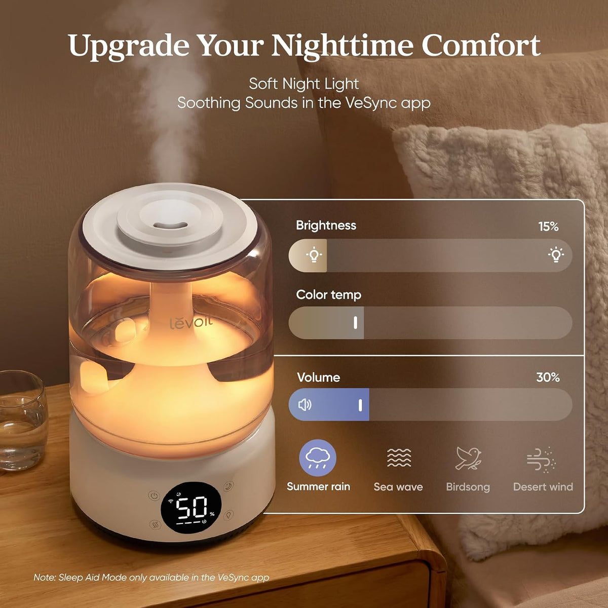 Levoit Humidifiers for Bedroom, Smart Warm and Cool Mist, Symptom Relief