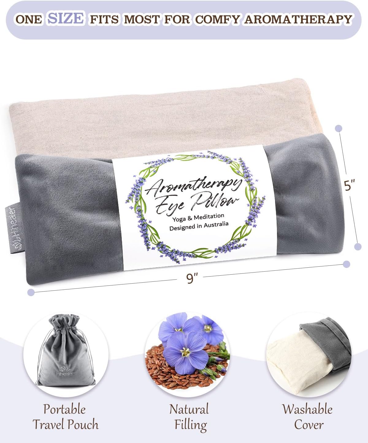 Hihealer Lavender Eye Pillow for Relaxation, Yoga, Sleep, Weighted Eye Mask