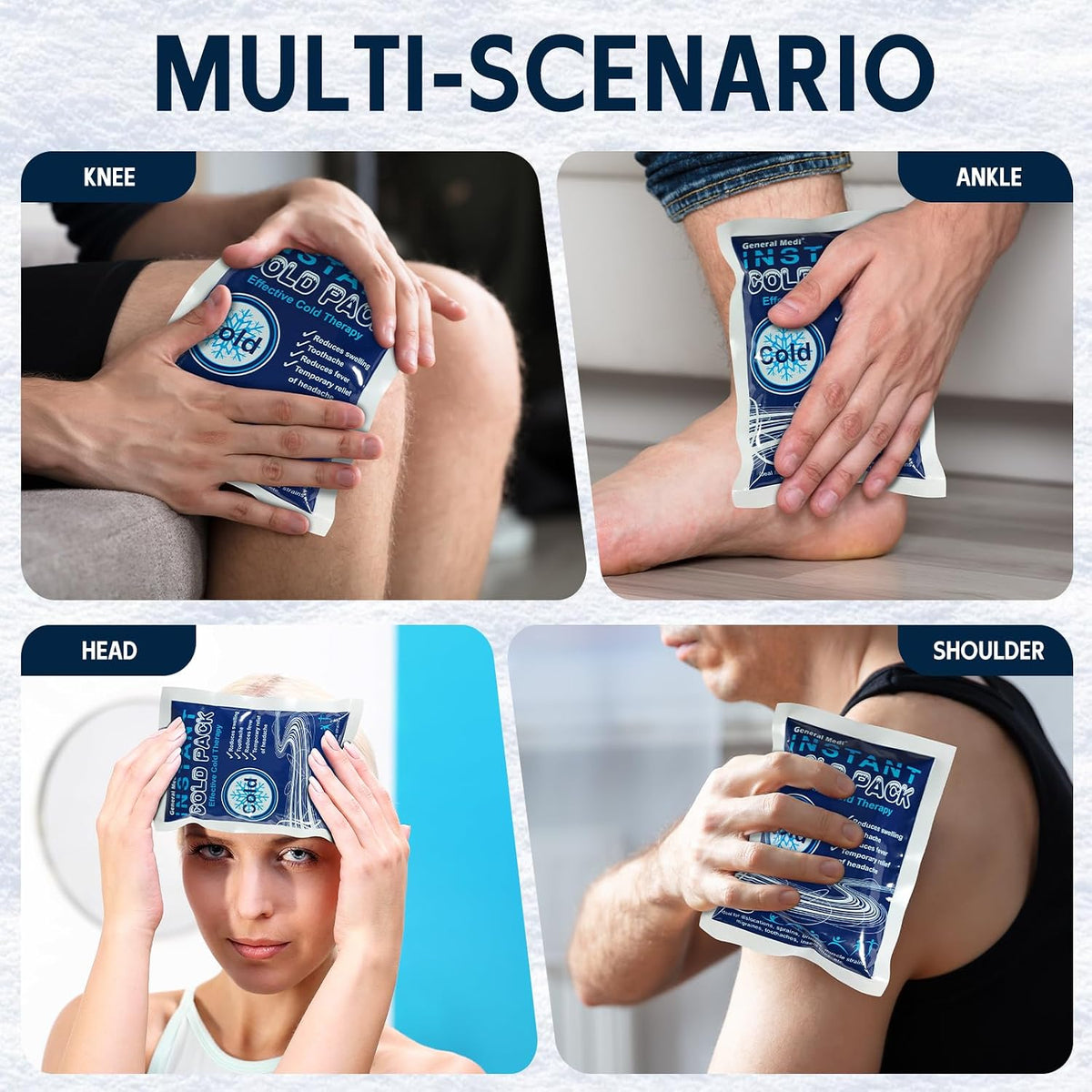 General Medi Instant Ice Cold Pack (4”x 5.5”) – 25 Packs Disposable Cold Therapy Ice Packs for Pain Relief, Swelling, Inflammation, Sprains, Toothache – for Athletes & Outdoor Activities