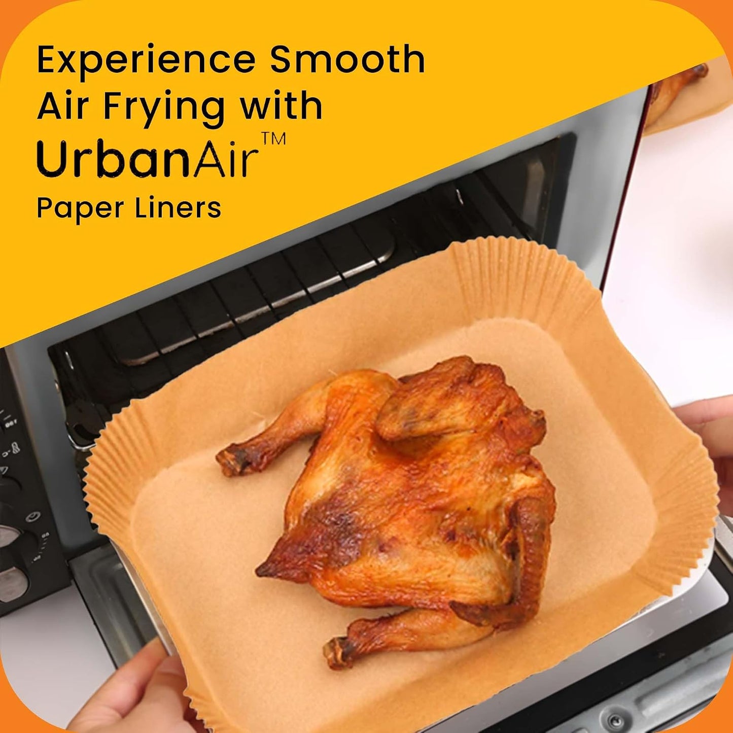 UrbanAir 6.5-Inch Square Air Fryer Paper Liners 125pcs for Easy Cleanup - Non-Stick, Heat-Resistant, and Perfect Fit for Hassle-Free Cooking | Bleach-Free Parchment| (6.5 in/16cm 125pcs)