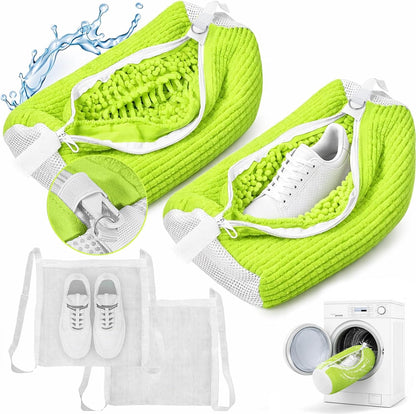 Shoe Washing Machine Bag, Shoe Laundry Bag for Washer and Dryer | 2 Pack Shoe Cleaning Bag for Sneakers & Tennis Shoes, XXL Size, Shoe Protection, Dry Bags, Zipper Hook, Travel & Dorm Storage
