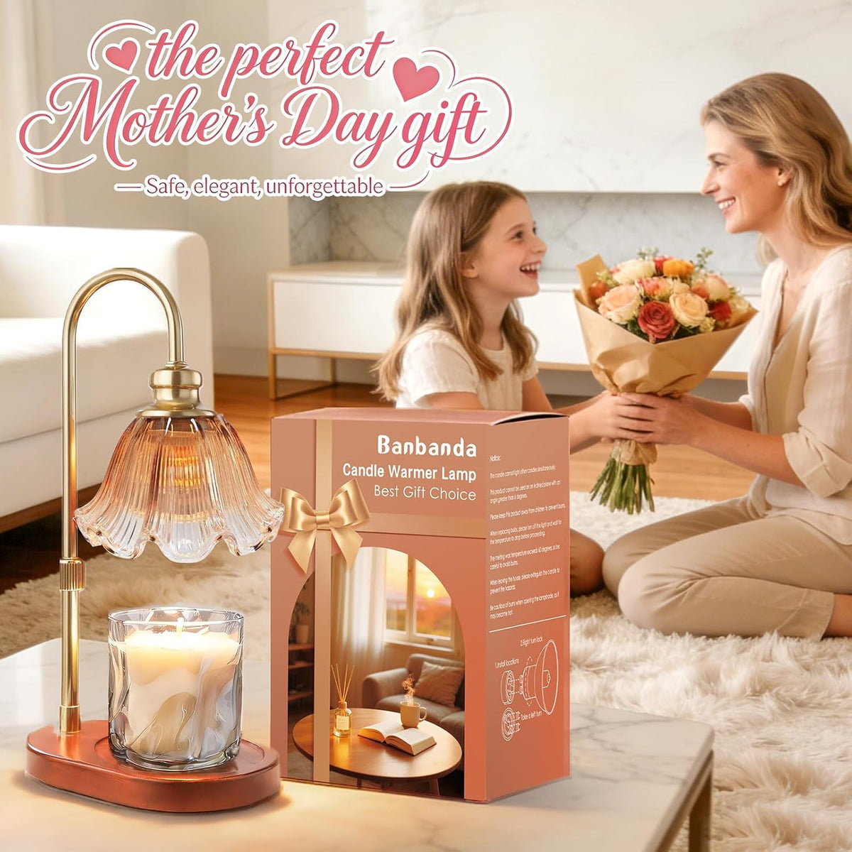Candle Warmer Lamp with Timer, Christmas Decorations Indoor, Birthday Gifts for Women Mom, Warming Gifts for Office, Dorm, Apartment & New Home Decor