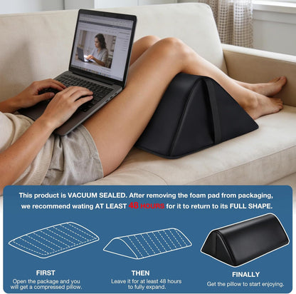 Knee Wedge Pillow for Legs, 20 x 12 x 7 inch Under Knee Elevated Pillow for Sleeping on Back Triangle Pillow for Legs with Strap Handle, Under Ankles Pain Relief Leg Pillow Bolster for Massage Table