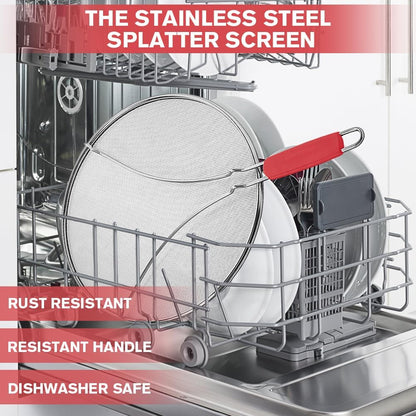 Splatter Screen for Frying Pan,Silicone Grease Splatter Guard, Heat-Resistant Splatter Guards for Cooking,Dishwasher Safe (9.8", 11.4", 13")