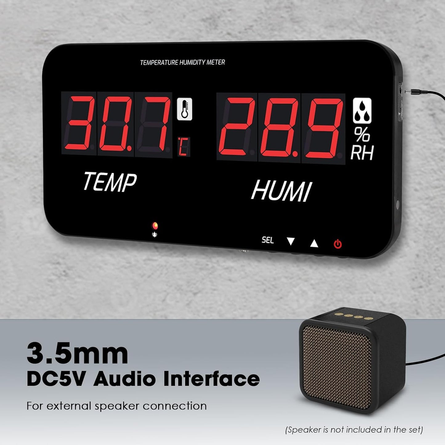 Indoor Thermometer Hygrometer Large LCD Display with 5M External Sensor | Digital Wall Temperature Humidity Meter with 18 Inch Screen Monitor, High/Low Alarm for Warehouse Greenhouse Home Office Lab