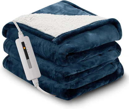 Electric Heated Blanket Full Size 72"x84" – Light Gray | ETL for Safe Overnight, 4 Heat Settings & 10H Auto Off, Dual-Sided Microplush Sherpa for Home Night, Machine washable