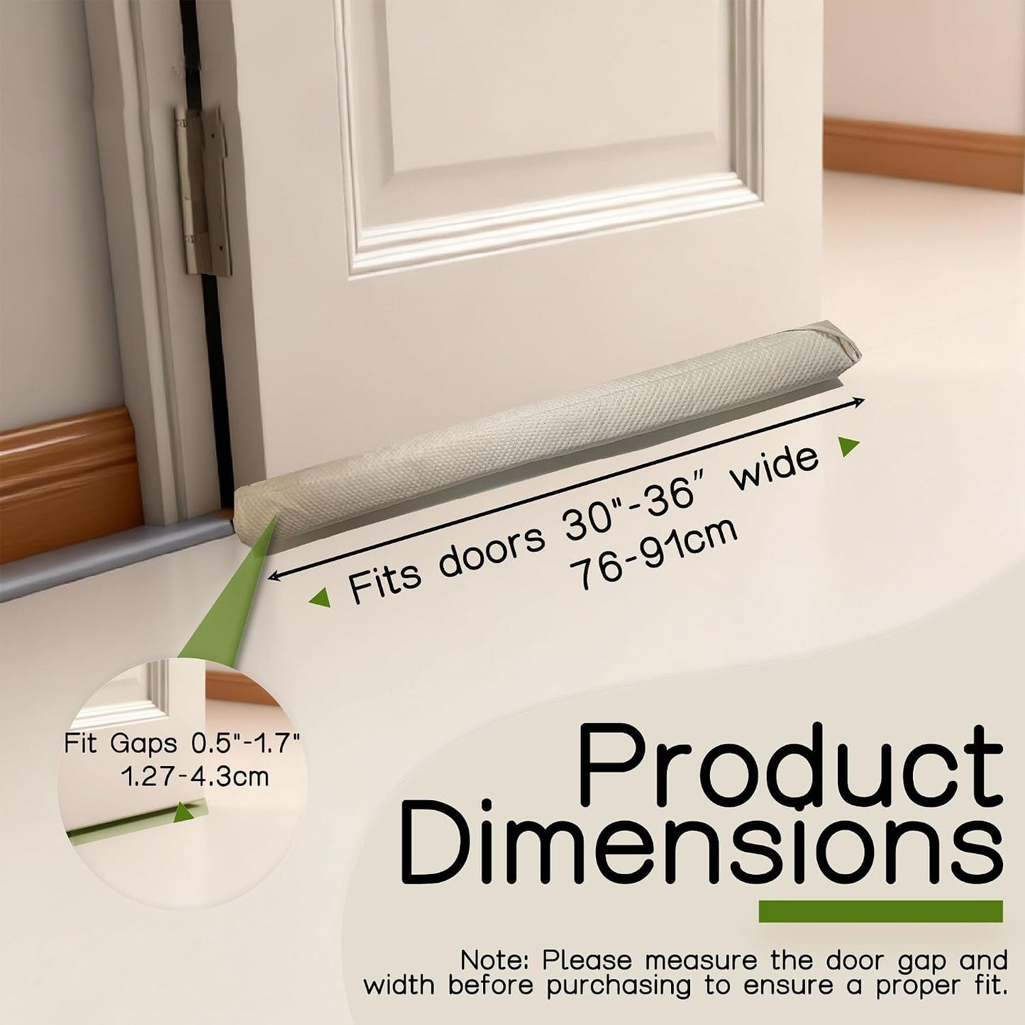 Under Door Draft Stopper, Draft Stopper for Bottom of Door, Adjustable 30-36 Inch Door Draft Blocker, Under Door Gap Filler, Easy Install Door Seal, Helps Reduce Drafts, Noise and Heat Loss Black