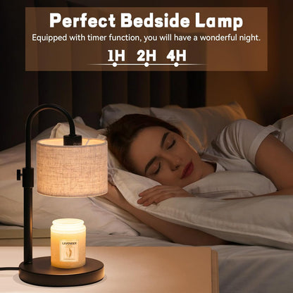 FINCMY Candle Warmer Lamp with Timer, Adjustable Height Candle Wax Warmer Candle Lamp Warmer for Jar Candles, Home Decor House Warming Gifts Compatible with Various Candles (Linen)