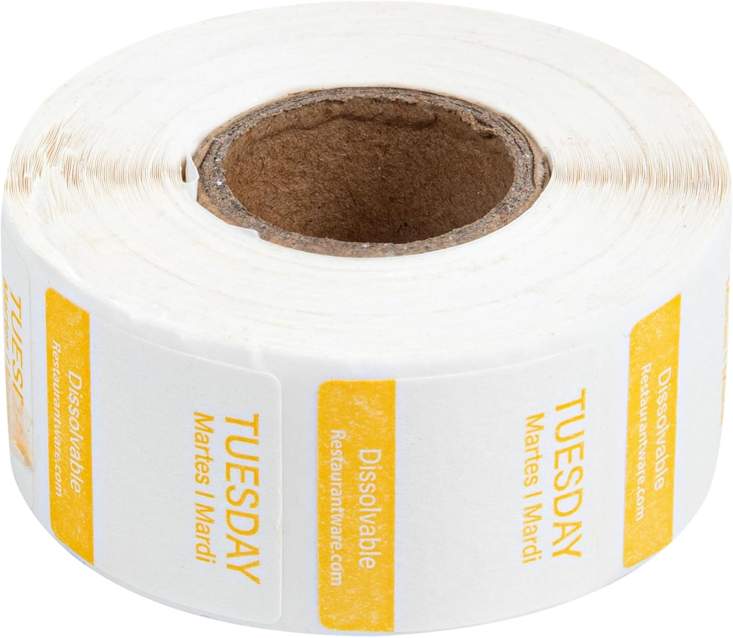 Restaurantware RW Smart 1 Inch x 1 Inch Food Rotation Labels 500 Dissolvable Food Safety Labels - Premium Trilingual Orange Paper Day Of The Week Labels For Food Storage Or Prep Saturday