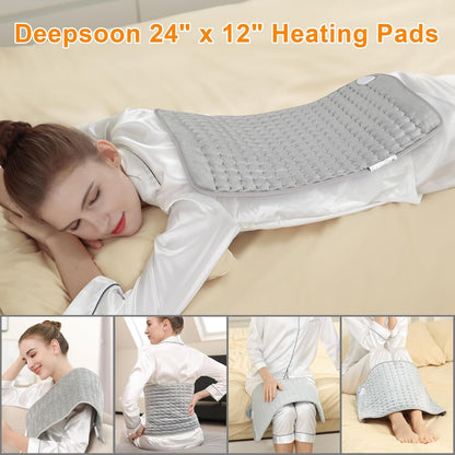 Heating Pad,Heated Blanket,Heating Pad for Back Neck,Grey,24x12 Inch