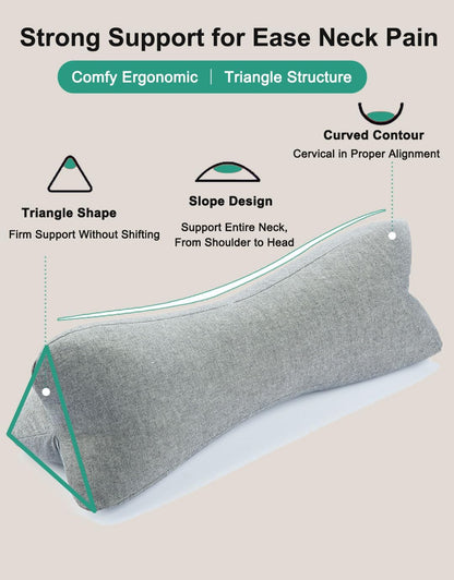 Cervical Buckwheat Neck Roll Pillow for Pain Relief, Firm Neck Support Bolster for Back Sleepers, Washable Cover, Ideal for Office Lunch Break, Blue 15 X 5 Inches