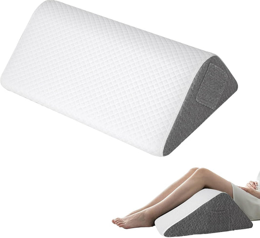 Knee Pillow for Back Sleeping, Leg Pillow Knee Wedge Pillow, Memory Foam Wedge Pillows for Legs Post Surgery, Triangle Pillow for Knee Support,Dark Grey