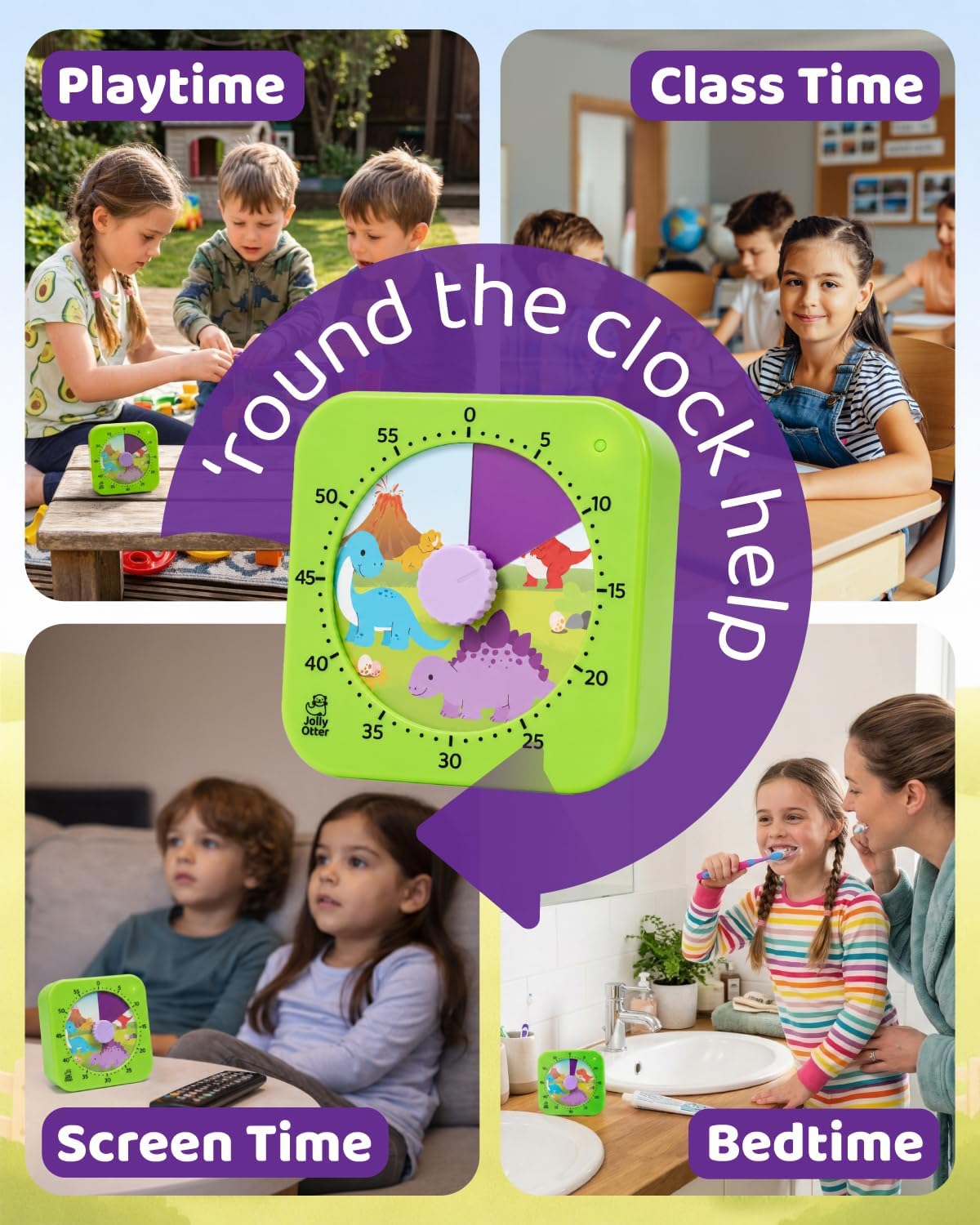 Visual Timer for Kids - The Perfect Kids Timer Visual Aid for Classroom, Home & Desk Use - Great for Study, Productivity, Toddlers Shower & Potty Training Time 60 Minute Countdown Timers (Dinosaur)