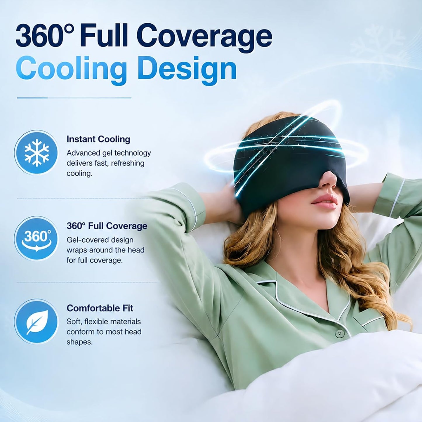Sleep Eye Mask Suitable for Both Lying Flat Side Sleeping Provides Protection Day Night Unisex Blackout Mask Sleepers Cooling Gel Material Gentle Bbreathable Refreshing
