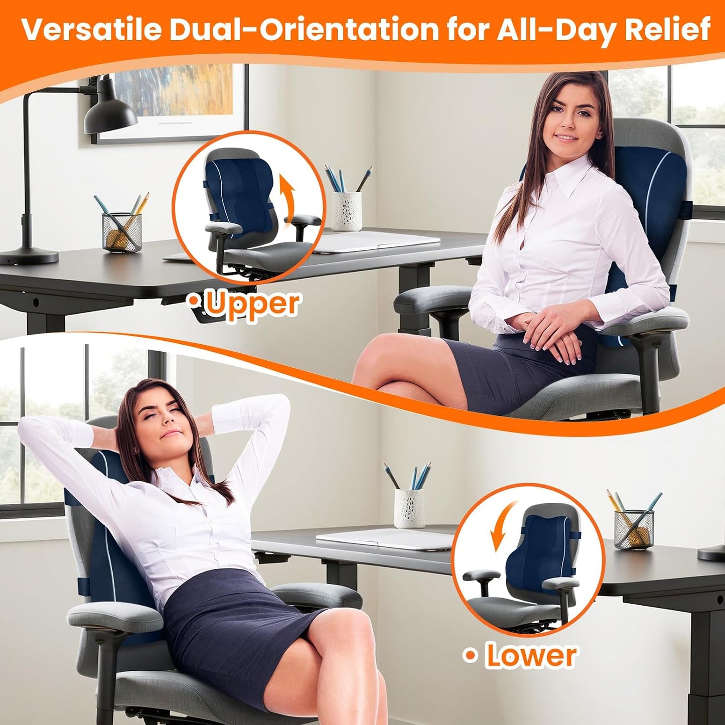 CloudBliss Lumbar Support Pillow, Memory Foam for Office Chair, Black | Ergonomic High-Density Memory Foam, Adjustable Straps, Washable Mesh Cover, Lower Back Support for Office, Gaming & Car Seat