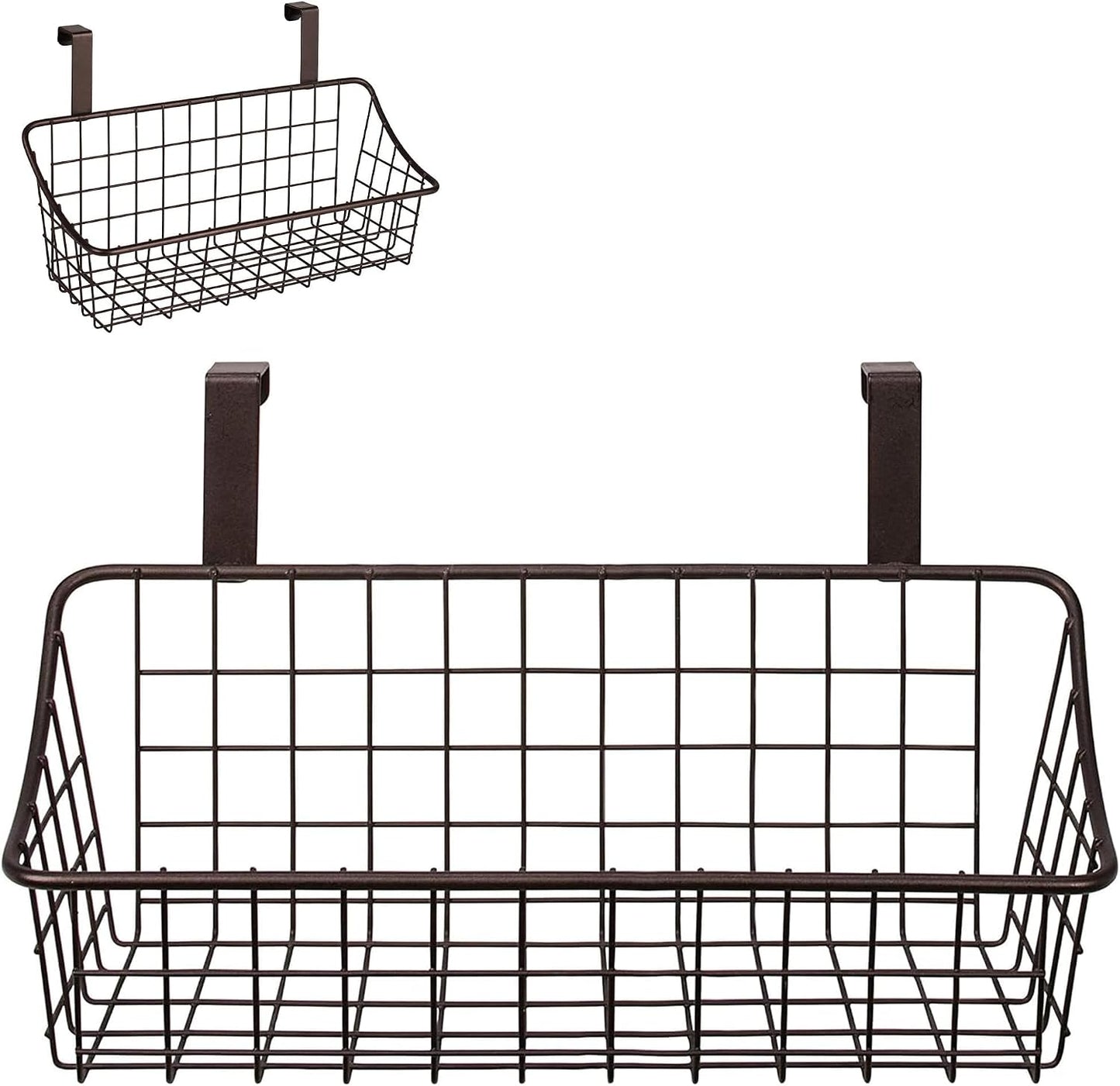 Spectrum Hanging Baskets for Organizing (Large, Satin Nickel) - Grid Over the Cabinet Wire Basket for Kitchen or Bathroom - Door Hanging Storage Organizer for Cleaning Supplies, Washcloths, & Towels