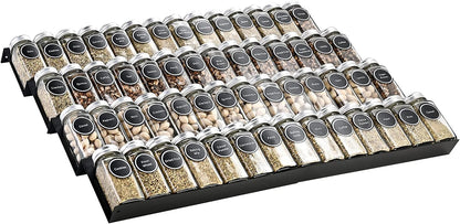 Bamboo Spice Rack Tray - Spice Drawer Organizer for Kitchen Cabinets Storage and Organization (Jars Not Included, 8 Individual Pieces, Not Adjustable)