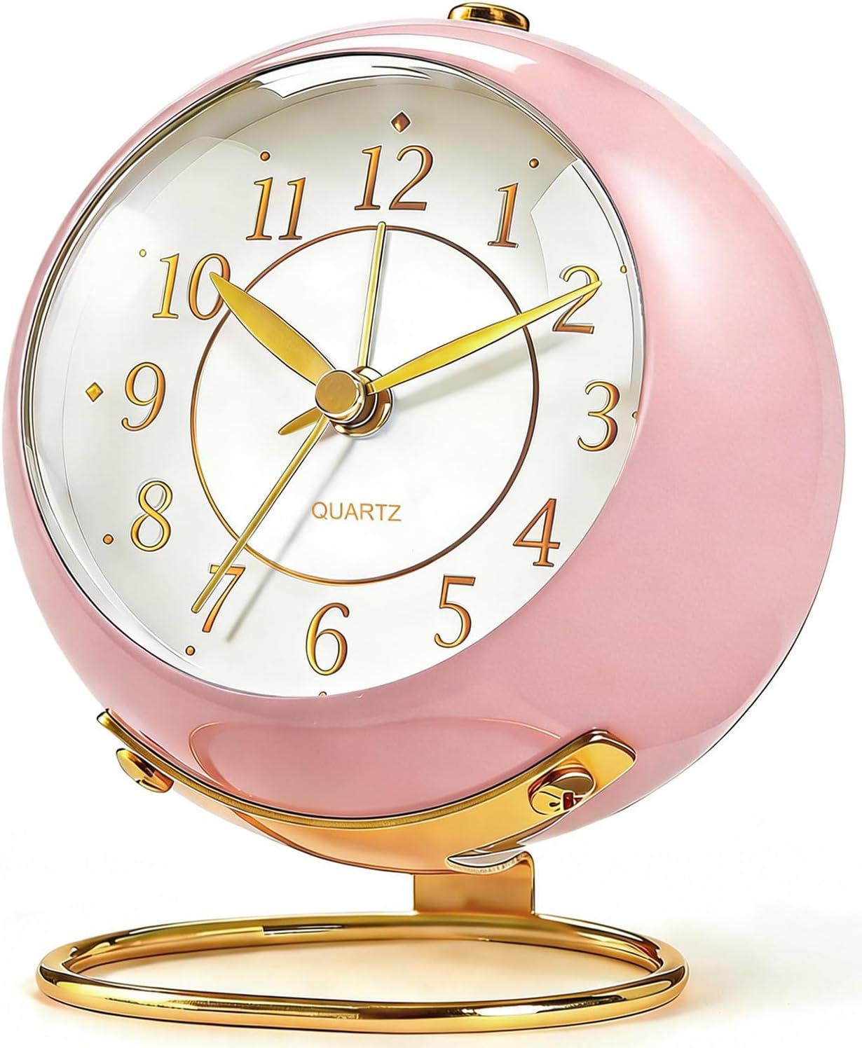 Analog Alarm Clock, Retro Small Desk Clock with Night Light, Backlight Cute Simple Design, Silent Non-Ticking, Battery Powered, Clock for Bedroom,Travel,Kitchen,Bedside Desktop Decor