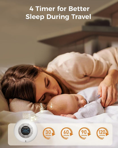 Glocusent 3-in-1 Portable Baby Sound Machine, White Noise Machine for Sleeping, Night Light & Phone Connected Speaker 34 Sounds Timing Function 1000mAh Large Battery Designed for Travel