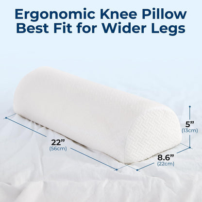 5 STARS UNITED Knee Pillow for Back Sleeping – Half Moon Bolster Pillow for Legs, Under Knee Pillow for Sleeping on Back, Memory Foam Leg Pillow for Back Pain, White