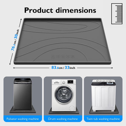 Washing Machine Drain Pan Silicone Mat,53.5x26.8inch Non-Slip Waterproof Washer Tray,Raised Edge Drip Mat for Under Dryer or Washer,Anti-Vibration,Floor Leak Protector for Laundry Room