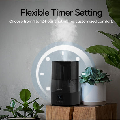 ROSEKM Automatic Humidifiers for Bedroom Large Room, 4.5L Cool Mist Humidifier for Home & Plant with Timer & Humidity Sensor, Last Up to 18H on High Setting, Auto Shut-Off, 360° Nozzle (Black)