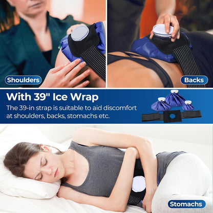 Ice Bags for Injuries Reusable: Ohuhu 3 Packs Ice Cold Packs with 2 Wrap Ice Bag Hot Water Hot & Cold Therapy Pain Relief for Knee Leg Injury No-Leak Waterproof Ice Bags 3 Sizes 6"/9"/11", Light Blue