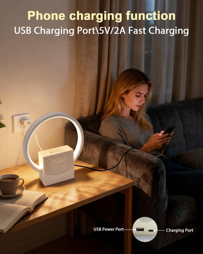 Wake Up Light Sunrise Alarm Clock for Heavy Sleepers Adults,White Noise Sound Machine with 8 Natural Sounds,Digital Alarm Clock with 3-Level Lighting,30/60/90 Timer,Snooze,USB Charger Port
