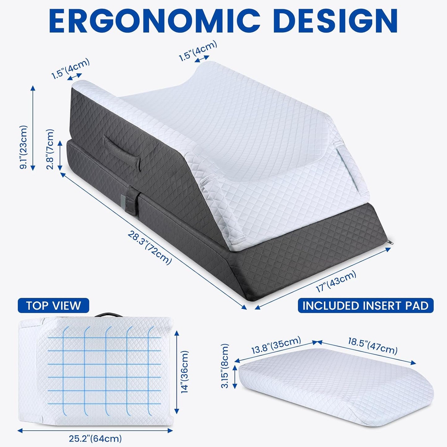 3-Height Adjustable Wide Leg Elevation Pillows for After Surgery or Sleeping, Memory Foam Support for Both Legs, Knee & Ankle Wedge for Swelling & Circulation, Removable Washable Velvet Cover
