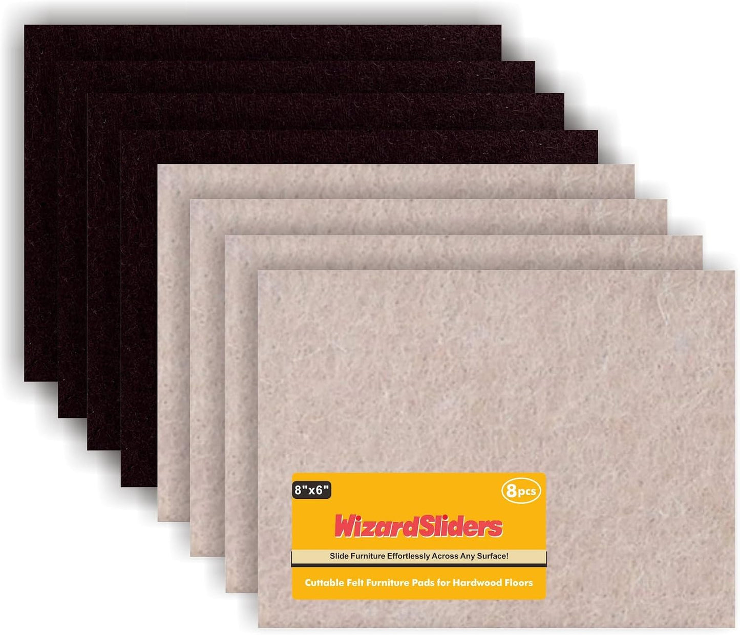 Felt Furniture Pads Self-Adhesive for Hardwood Floors, 8pcs 8" x 6" x 1/5" Cuttable Furniture Pads Square Furniture Movers, Floor Protector Cut into Any Shape, Beige