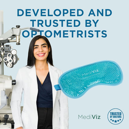 MediViz Cooling Gel Eye Mask, Blue | Cold Eye Mask for Relief from Puffy Eyes, Allergies & Headaches, Adjustable for Personalized Comfort, Reusable Mask
