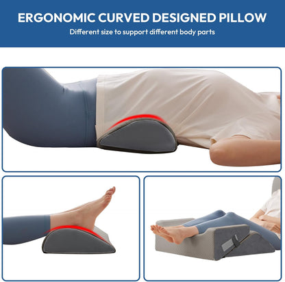 Ahpmeoa 6PCS Wedge Pillow Set for After Surgery, Back Pillow for Bed Sitting Up, Orthopedic Bed Wedge for Body, Leg Pain Relief, Memory Foam Pillow for Post Surgery, Sleeping, Acid Reflux, Plush Grey