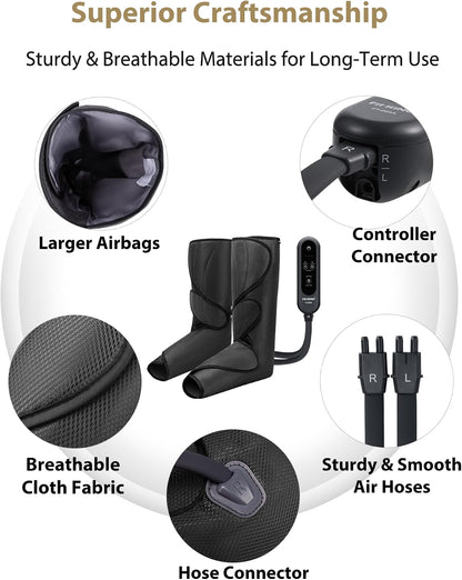 FIT KING Leg Massager for Circulation and Pain Relief, Air Compression Leg and Foot Massager to Relieve Pain Swelling Edema with 2 Size Extensions- Great Gift for Wife Mom and Dad