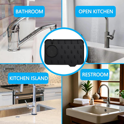 2 Pieces Kitchen Sink Splash Guard 8.3" Mini Sink Faucet Mat Faucet Handle Drip Catcher Tray Mat in Gray Faucet Draining Mat for Soap Sponge Placement Sink Protectors for Kitchen & Bathroom