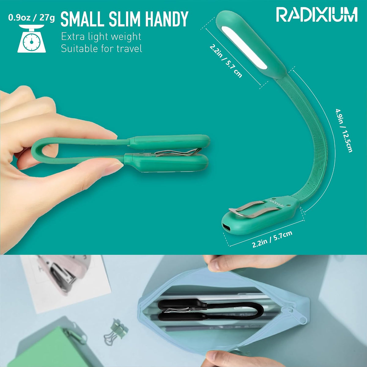 Rechargeable Book Light for Reading in Bed, 4 Color Temperatures Eye-Caring LED, Portable Clip On Reading Light with Magnetic Base, Hands-Free for Travel, Night Reading (Black)
