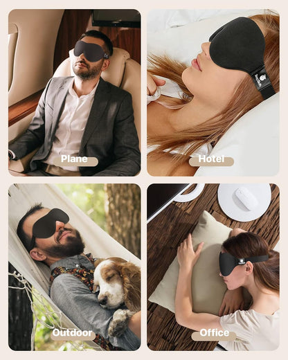 Sleep Mask for Side Sleepers, 3D Contoured Eye Mask for Sleeping, Soft Memory Foam Eye Cover with Adjustable Strap, No Pressure on Eyes, Travel Sleep Mask for Men Women, Shift Work & Naps