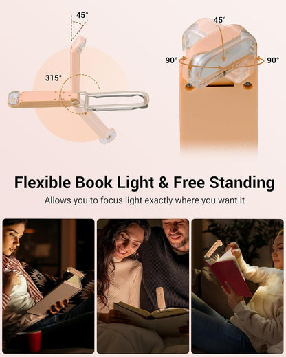DEWENWILS USB Rechargeable Book Reading Light, 3000K Warm White, Brightness Adjustable Clip on LED Bookmark Lamp at Night in Bed, Portable Booklight for Bookworms, Kids