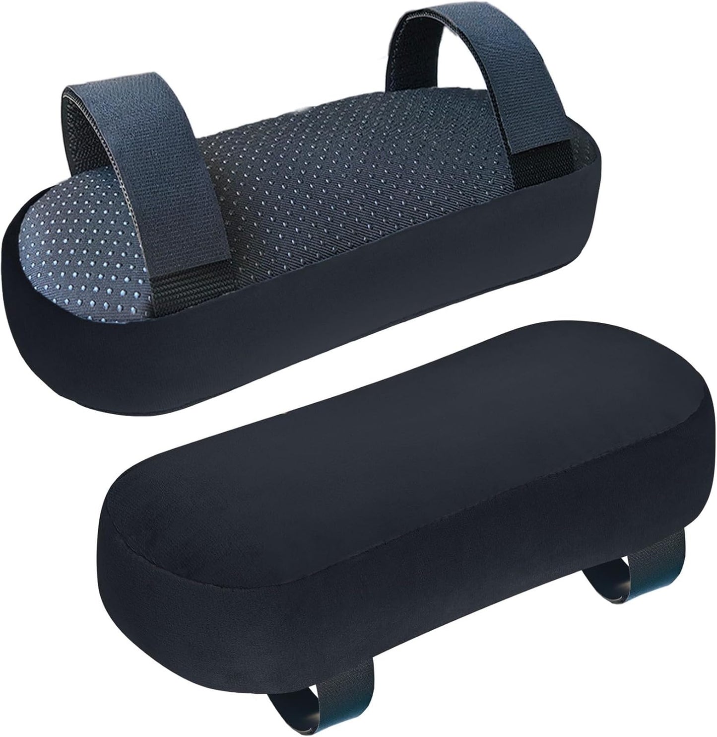 WdFour 2-Pack Non-Slip Armrest Pads for Office & Gaming Chairs - Ergonomic Forearm Support Pillow for Desk, Computer & Wheelchair, Pressure Relief Cushions (Black)