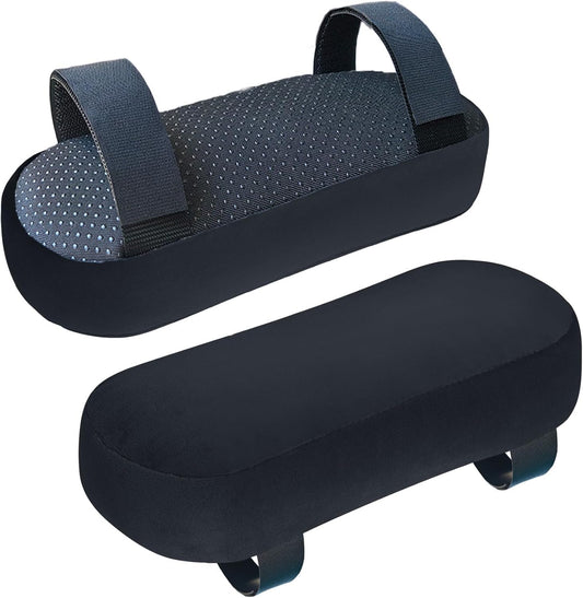 WdFour 2-Pack Non-Slip Armrest Pads for Office & Gaming Chairs - Ergonomic Forearm Support Pillow for Desk, Computer & Wheelchair, Pressure Relief Cushions (Black)