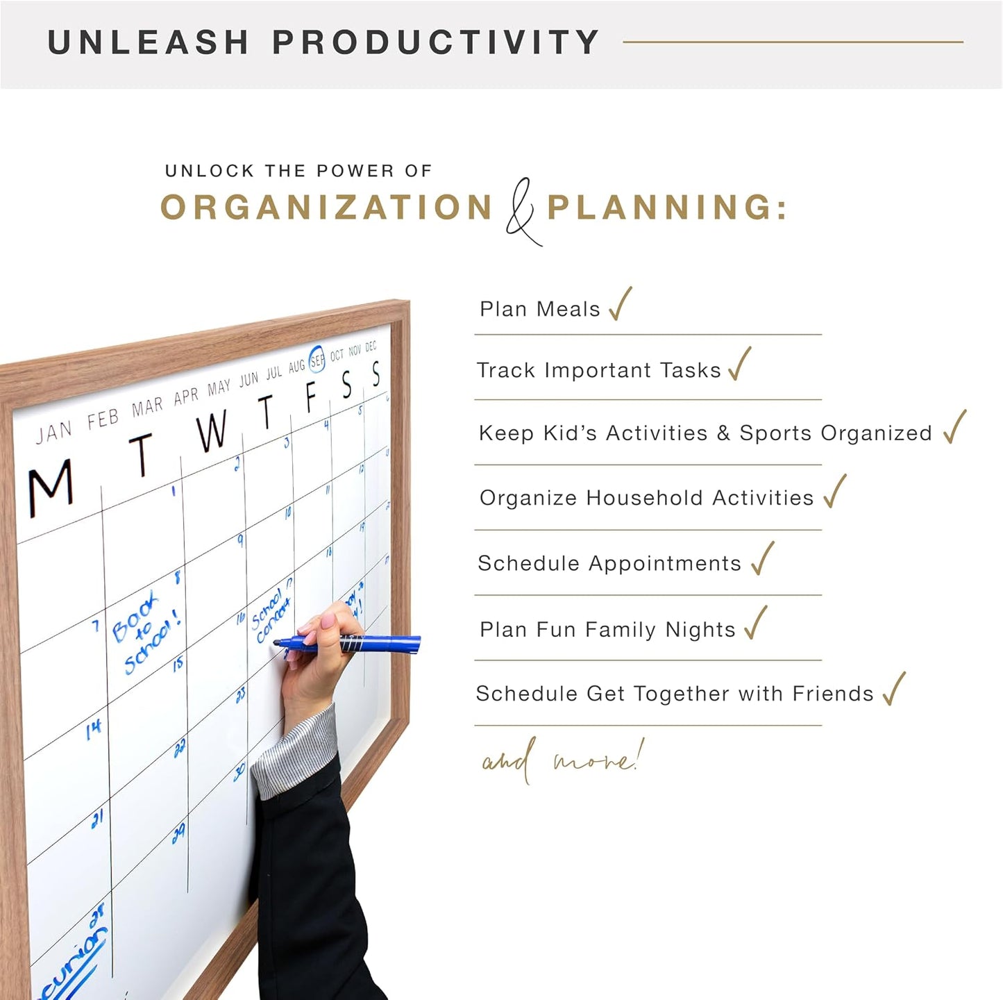 MCS Dry Erase Weekly Meal Planner Black Framed Calander Whiteboard, 11x24 | Dry Erase Weekly Meal Planner Black Framed Calander Whiteboard Frame, 11x24 Inch