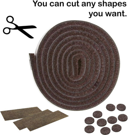 Self Adhesive Felt Furniture Pads: Furniture Sliders for Hardwood Floors, Chair Leg Floor Protectors, Heavy Duty Felt Strip Roll for All Hard Surfaces, 1/2" x 60" Roll, Beige