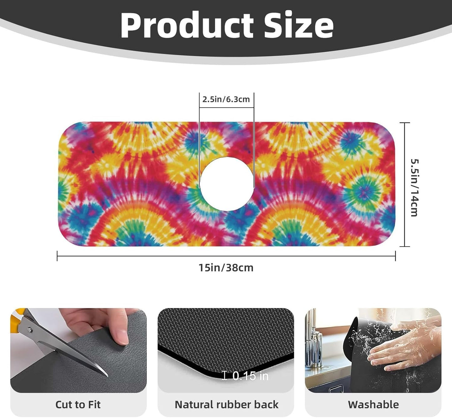 Wildflowers Floral Flower Kitchen Sink Splash Guard Faucet Mat Super Absorbent Fast Drying Mat Sink Gadgets-Fast Drying Pad Sink Mat For Kitchen Bathroom (15" X 5.5" )