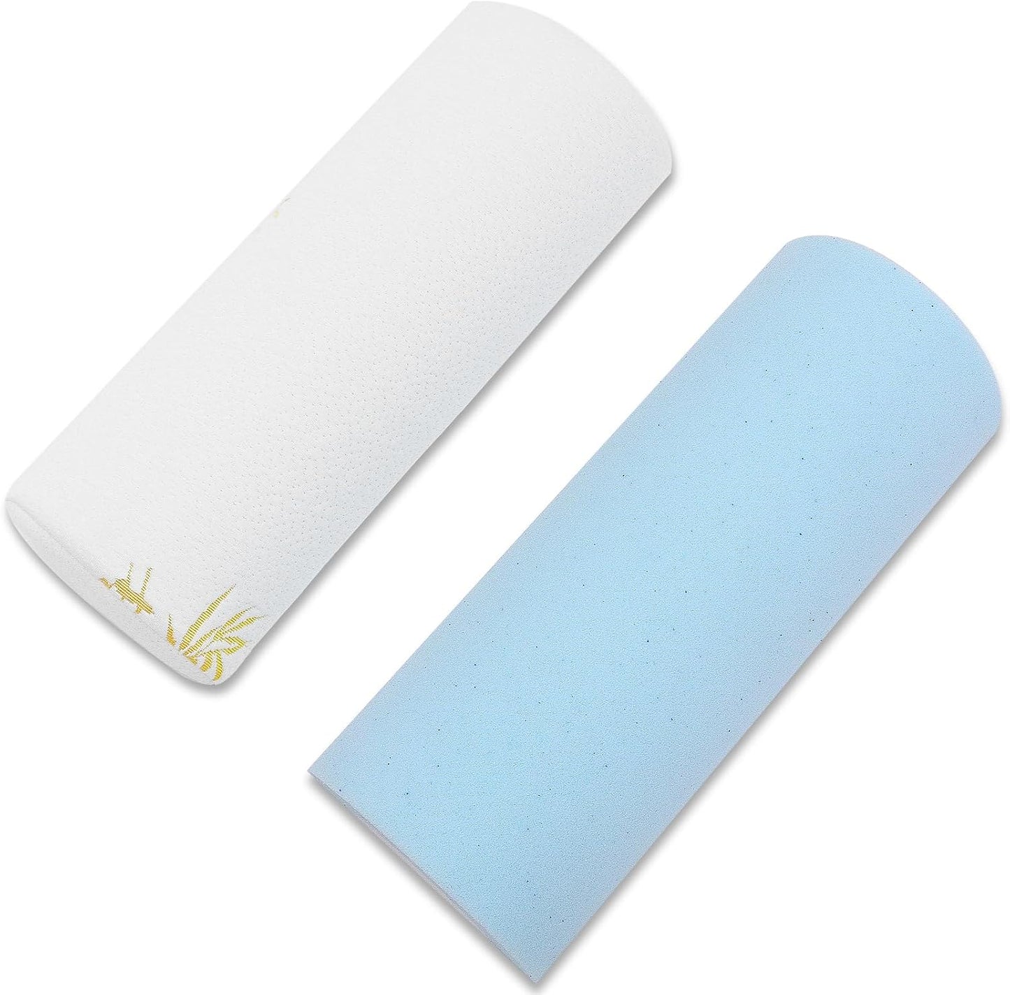 2Pcs Half Moon Bolster for Head, Knees,Ankle Support, Leg Elevation Cushion - Back, Lumbar, Neck Pain Relief,Semi Roll Gel Foam Pillow for Back and Side Sleepers -Chair Seat Pillow