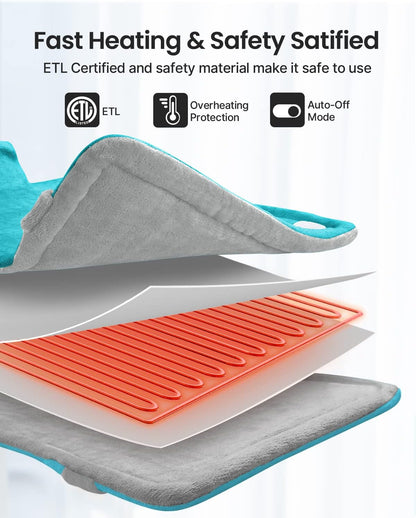 RENPHO Electric Heating Pad - 6 Heat Levels for Neck Shoulder and Back, Birthday Gifts for Women Men Mom Dad, Weighted Pad for Snug Fit, ETL Safety Certified, FSA Eligible, 24"x33" Gray