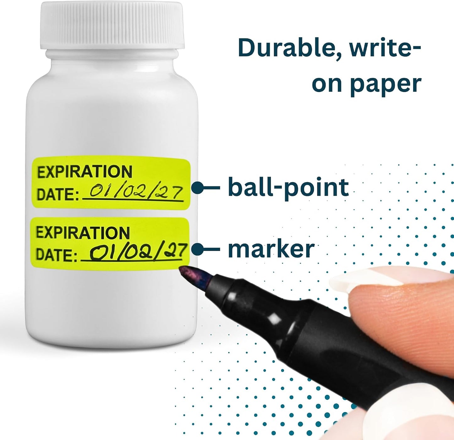 Pantry Labels for Containers, Waterproof Date & Contents Food Labels, 1" x 2" (25.4 x 50.8mm), 500/Roll, Writable